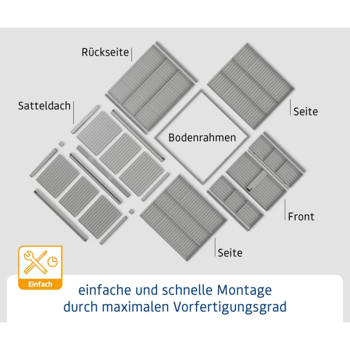 EcoStar Gerätehaus Elegant-STyp 3RAL9007 2 flg