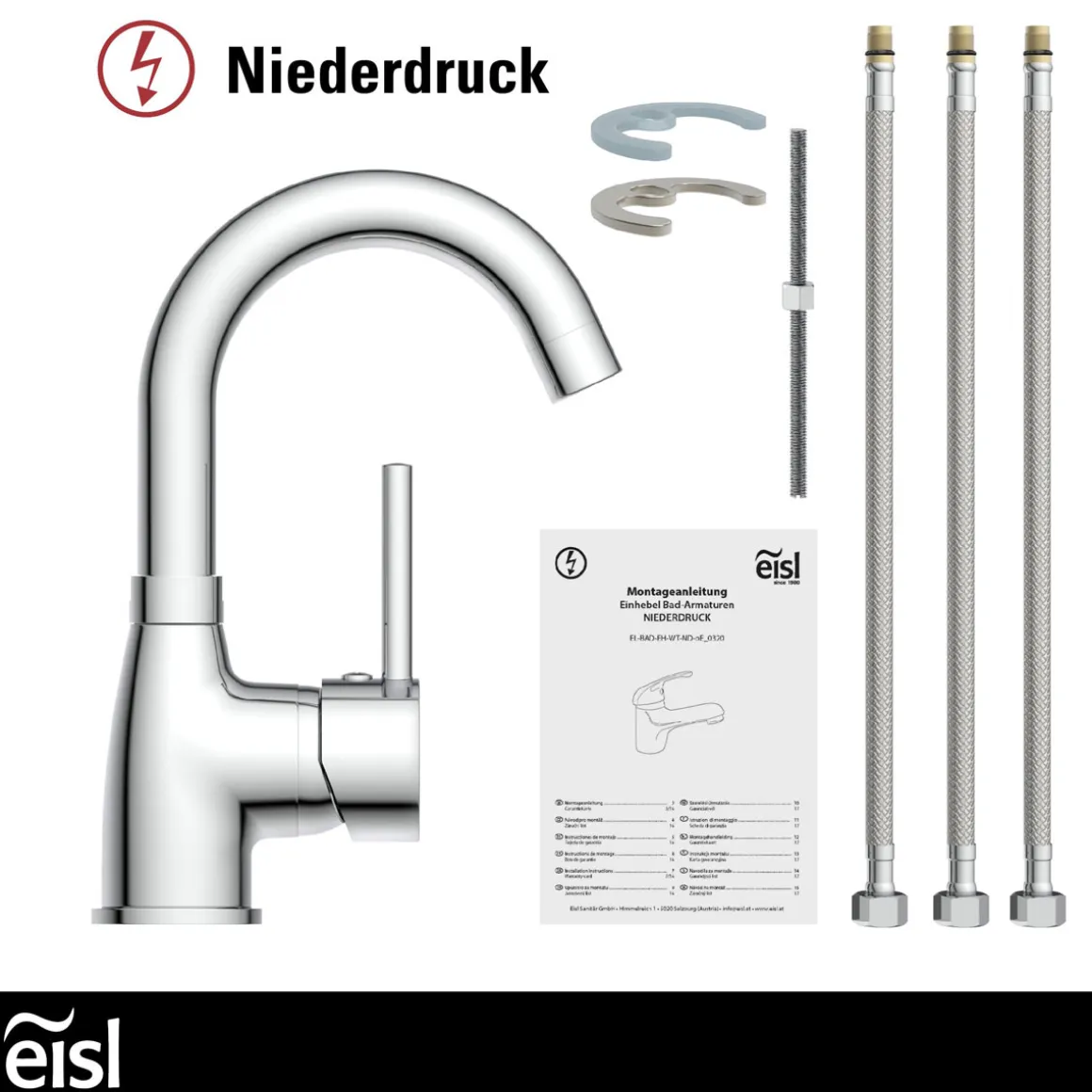 Eisl Waschtischarmatur „Futura“ Niederdruck chrom Cold-Start-Funktion
