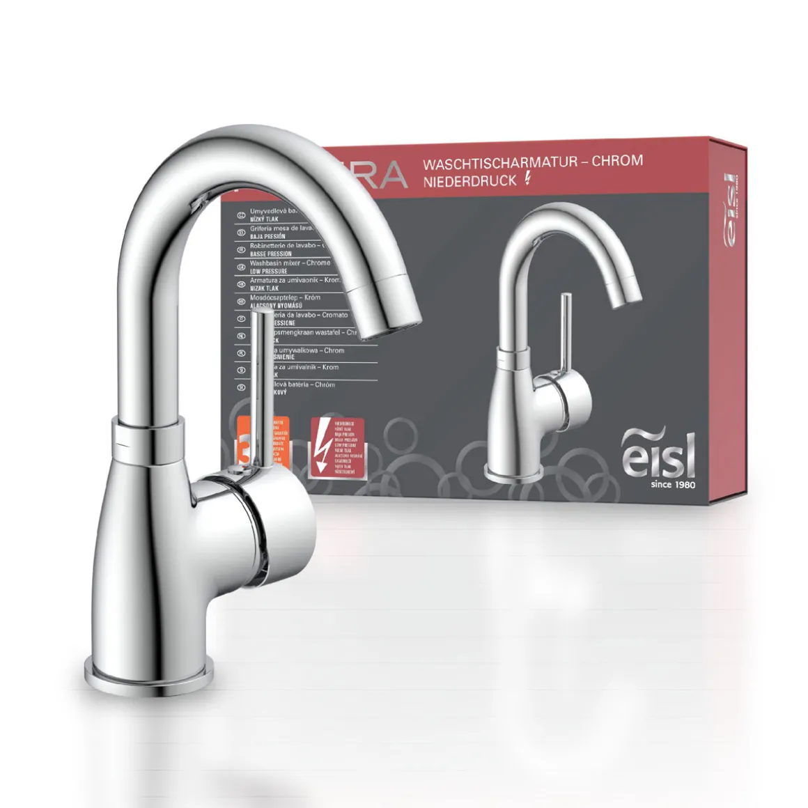 Eisl Waschtischarmatur „Futura“ Niederdruck chrom Cold-Start-Funktion