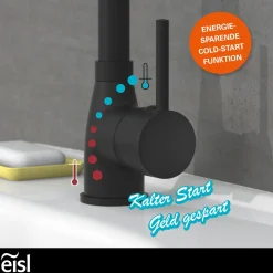 Eisl Waschtischarmatur „Futura“ schwarz mit Cold-Start-Funktion