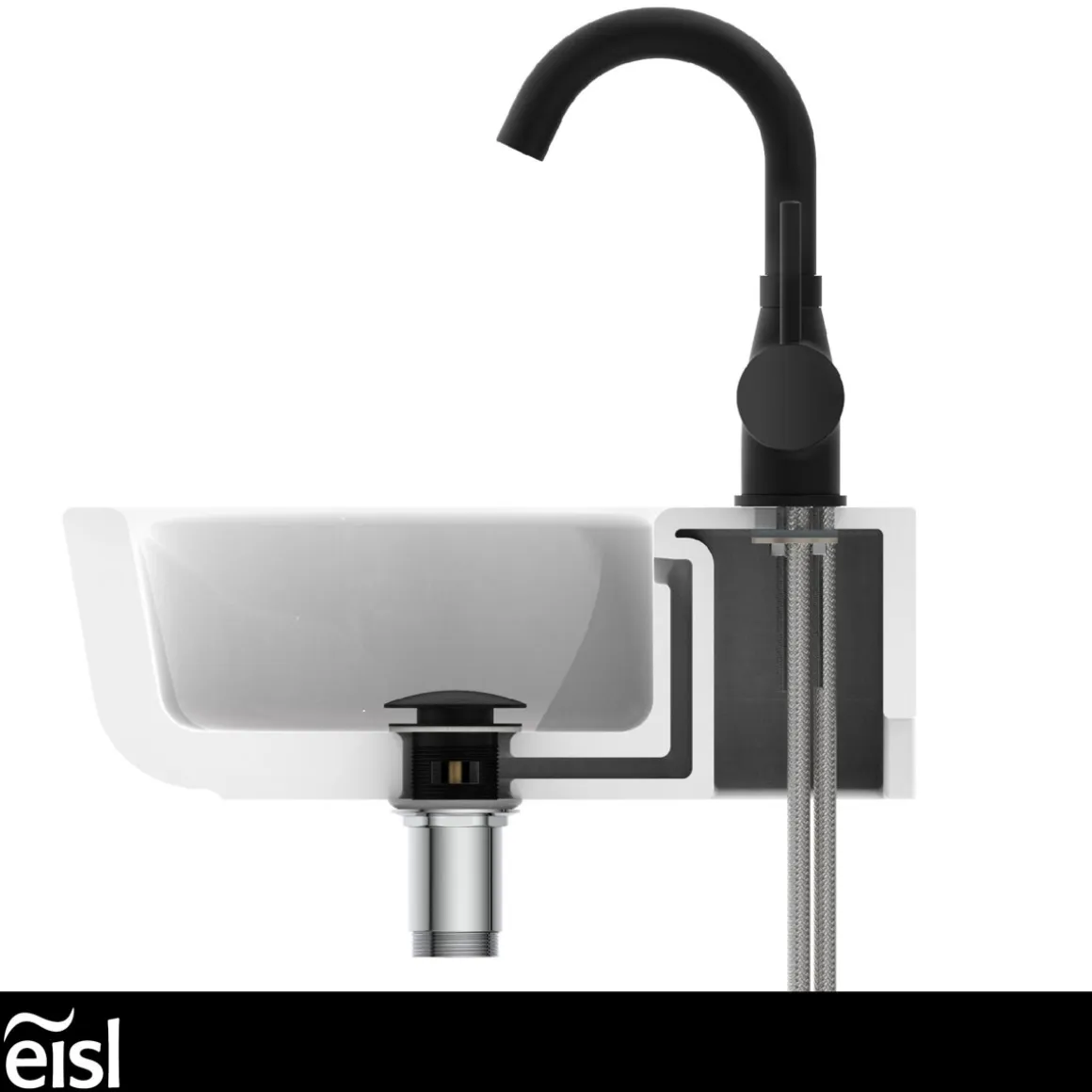 Eisl Waschtischarmatur „Futura“ schwarz mit Cold-Start-Funktion