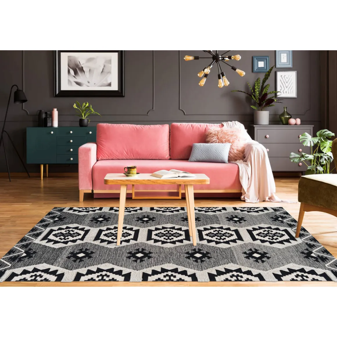 Ethno-Teppich Ethnie 300 grau