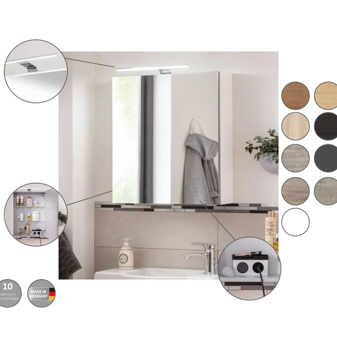 Fackelmann Gäste-WC Spiegelschrank rechts SBC 500 x 680 x 153 mm Steinesche