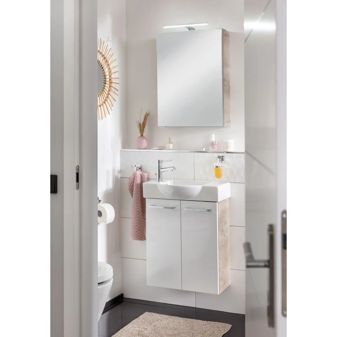 Fackelmann Gäste-WC Spiegelschrank rechts SBC 500 x 680 x 153 mm NatureOak