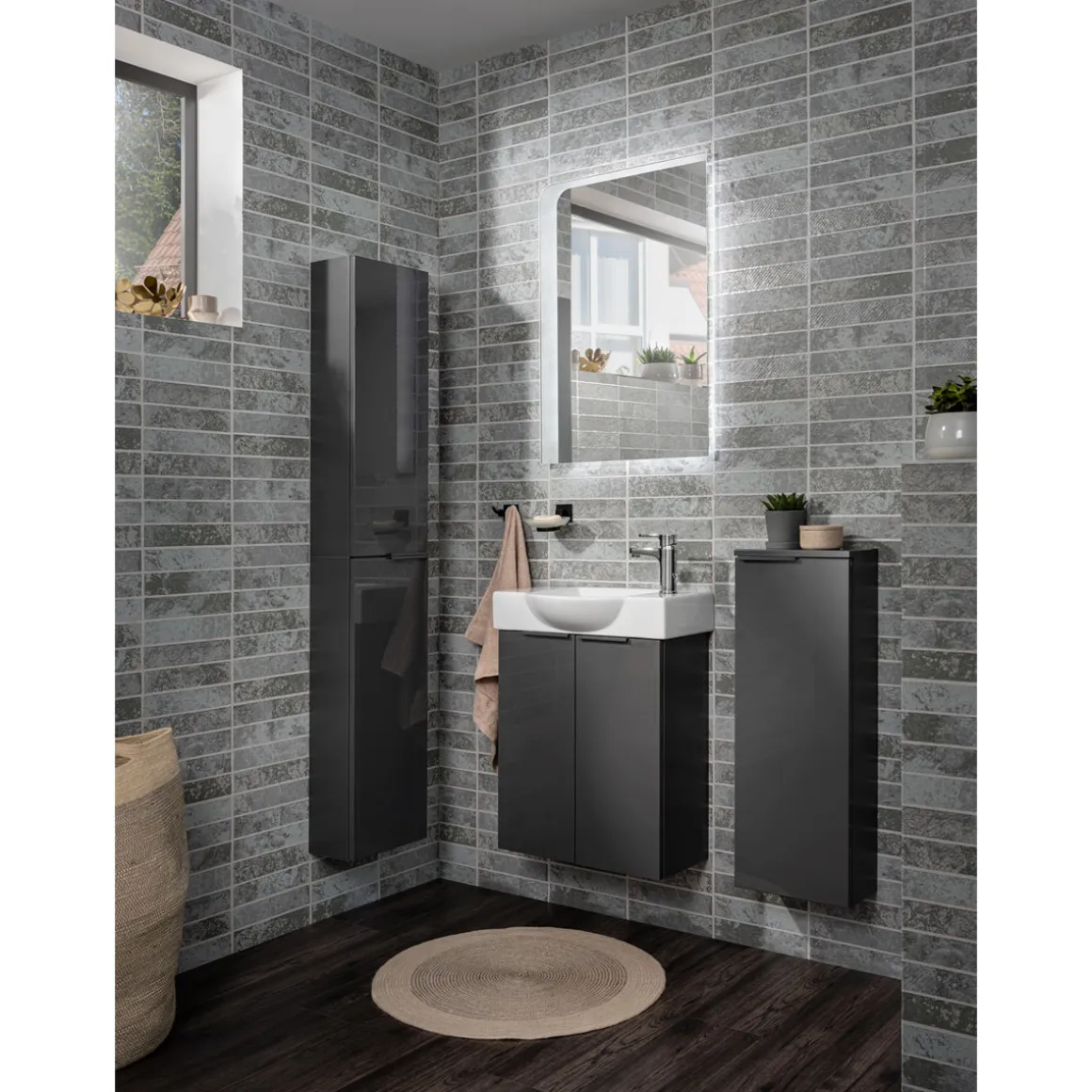 Fackelmann Gäste-WC Waschtischunterschrank SBC 520 x 600 x 243 mm anthrazit