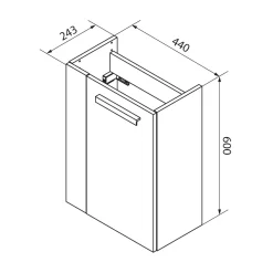 Fackelmann Gäste-WC Waschtischunterschrank rechts SBC 440 x 600 x 243 mm Graueiche/Weiß