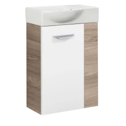 Fackelmann Gäste-WC Waschtischunterschrank links SBC 440 x 600 x 243 mm Steinesche/Weiß