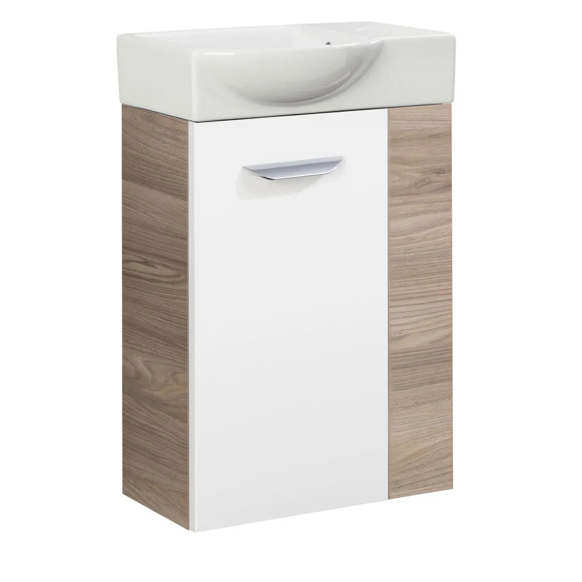 Fackelmann Gäste-WC Waschtischunterschrank links SBC 440 x 600 x 243 mm Steinesche/Weiß