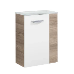 Fackelmann Gäste-WC Waschtischunterschrank links SBC 440 x 600 x 243 mm Steinesche/Weiß