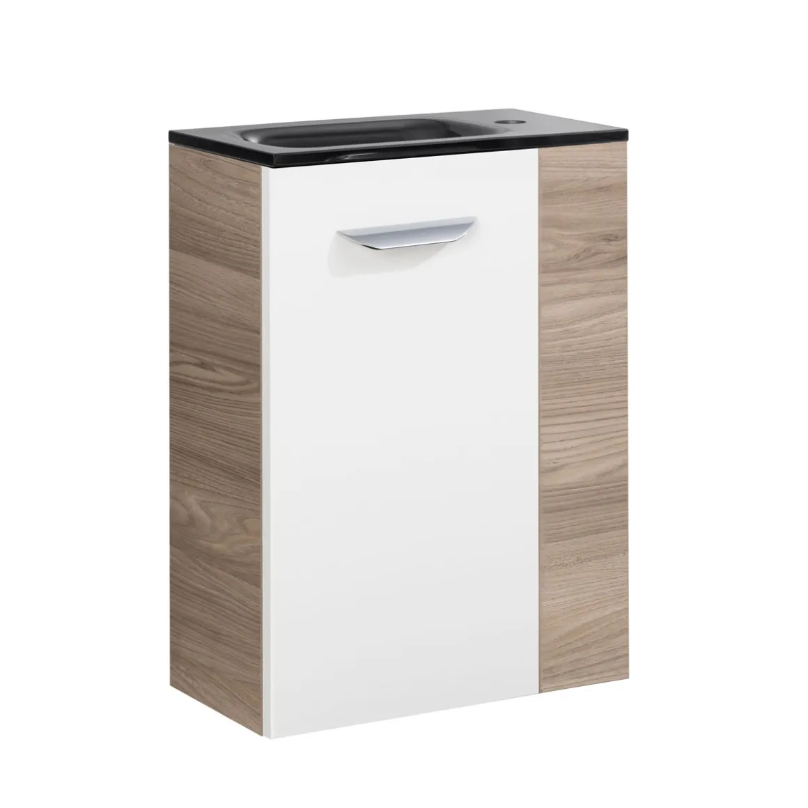 Fackelmann Gäste-WC Waschtischunterschrank links SBC 440 x 600 x 243 mm Steinesche/Weiß
