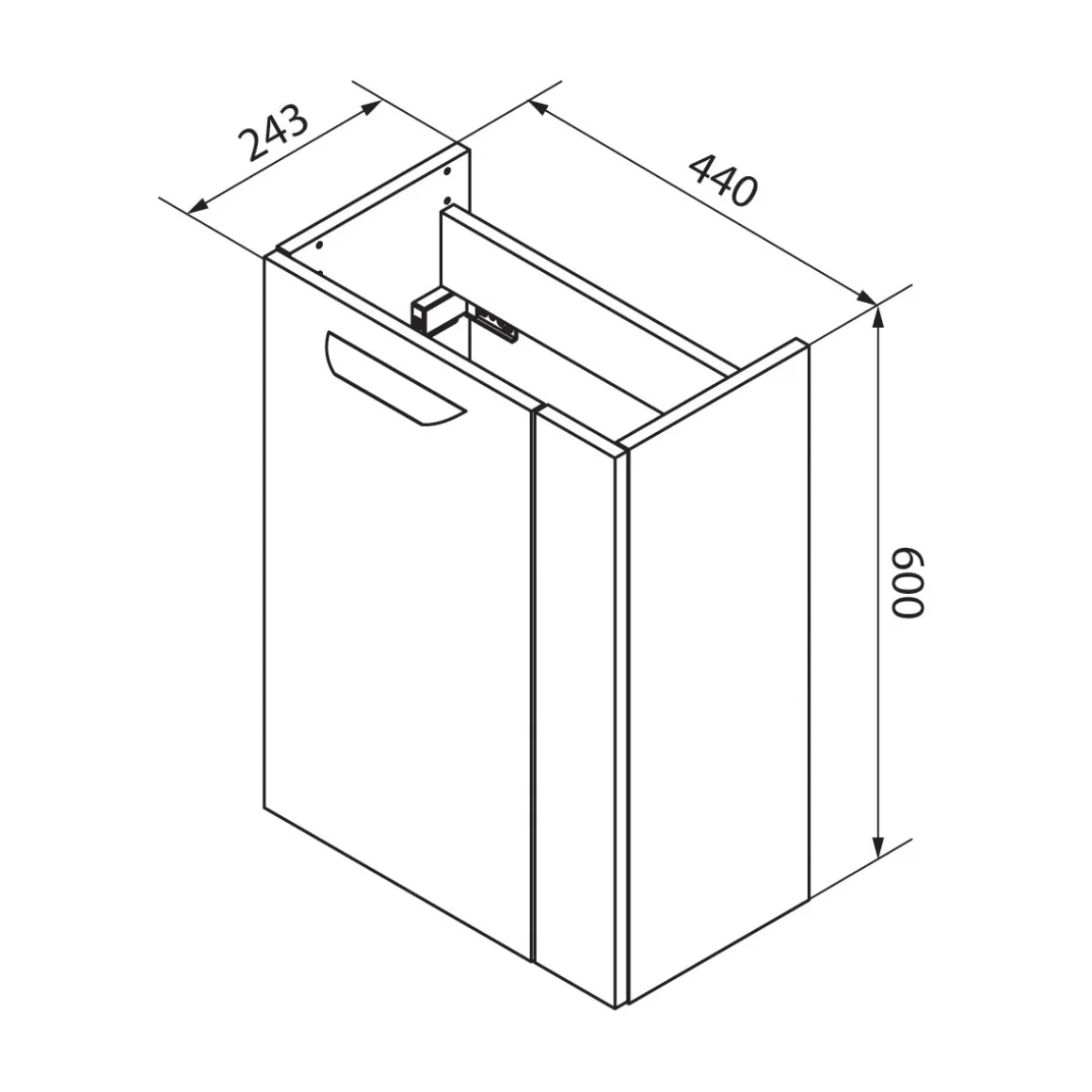 Fackelmann Gäste-WC Waschtischunterschrank links SBC 440 x 600 x 243 mm Steinesche/Weiß