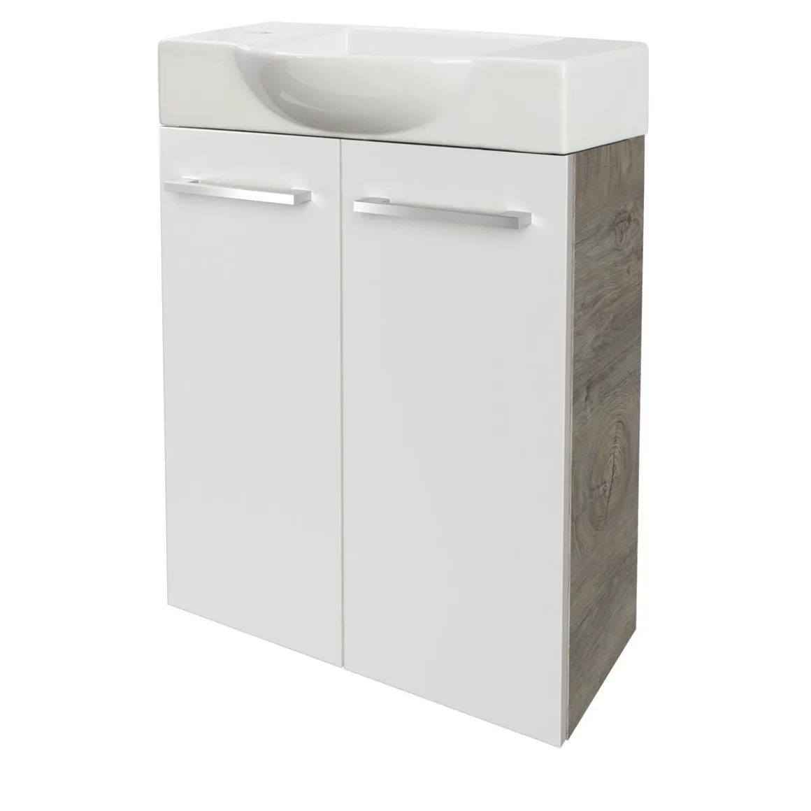 Fackelmann Gäste-WC Waschtischunterschrank SBC 520 x 600 x 243 mm NatureOak/Weiß