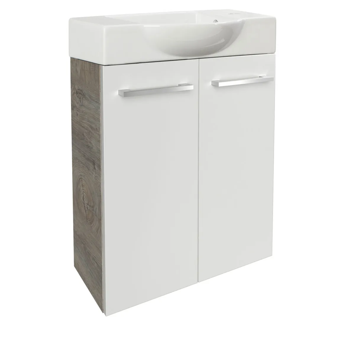 Fackelmann Gäste-WC Waschtischunterschrank SBC 520 x 600 x 243 mm NatureOak/Weiß