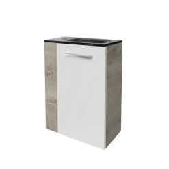 Fackelmann Gäste-WC Waschtischunterschrank rechts SBC 440 x 600 x 243 mm NatureOak/Weiß