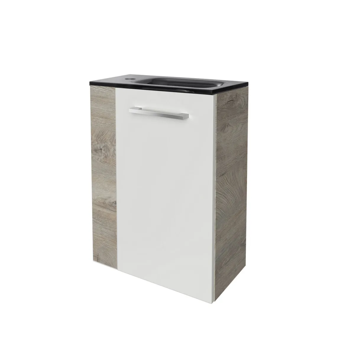 Fackelmann Gäste-WC Waschtischunterschrank rechts SBC 440 x 600 x 243 mm NatureOak/Weiß