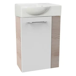 Fackelmann Gäste-WC Waschtischunterschrank links SBC 440 x 600 x 243 mm Alaska-Esche/Weiß