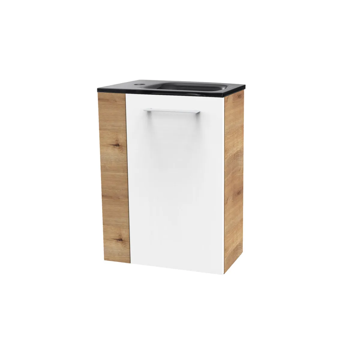 Fackelmann Gäste-WC Waschtischunterschrank rechts SBC 440 x 600 x 243 mm AstEiche/Weiß