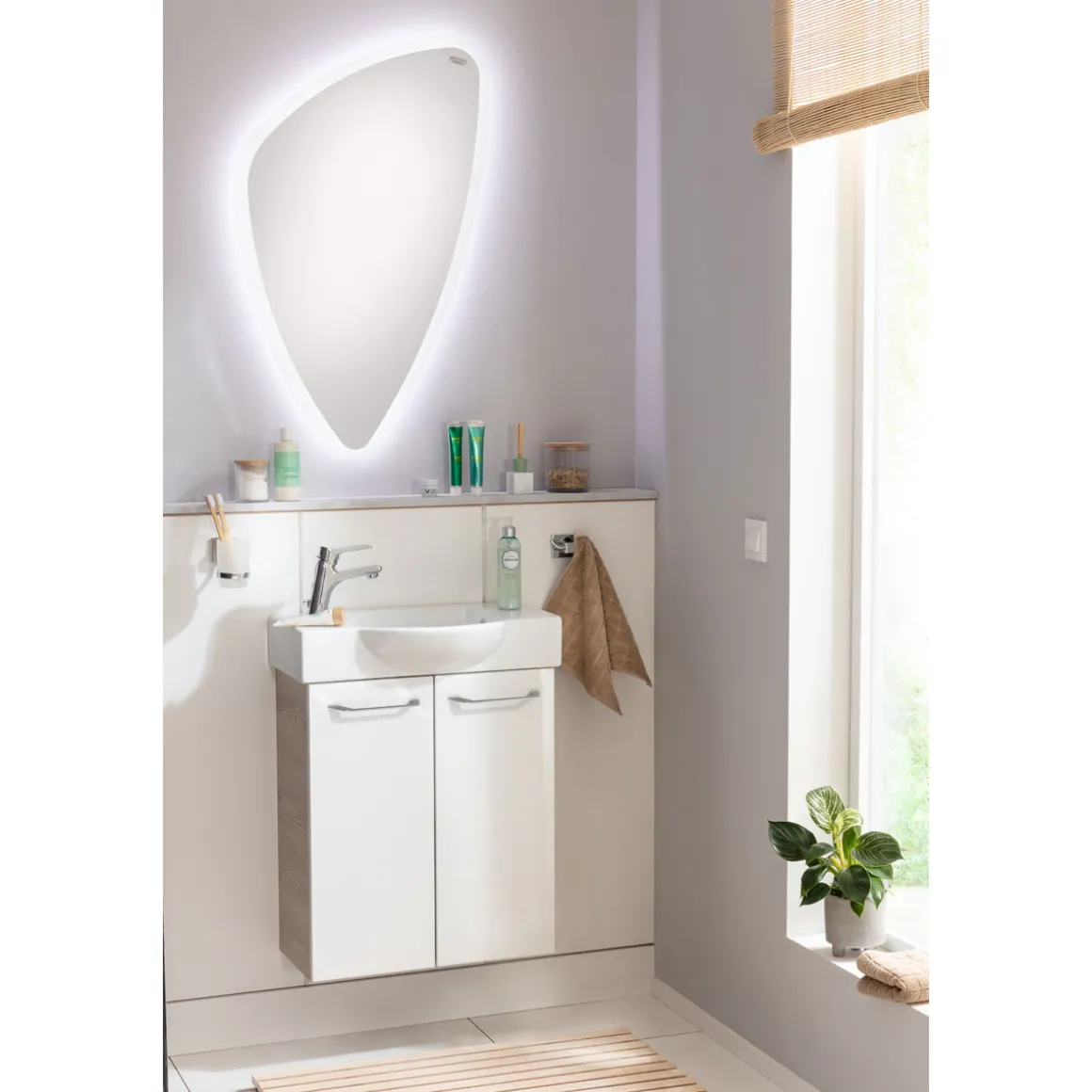 Fackelmann Gäste-WC Waschtischunterschrank SBC 520 x 600 x 243 mm Alaska-Esche/Weiß