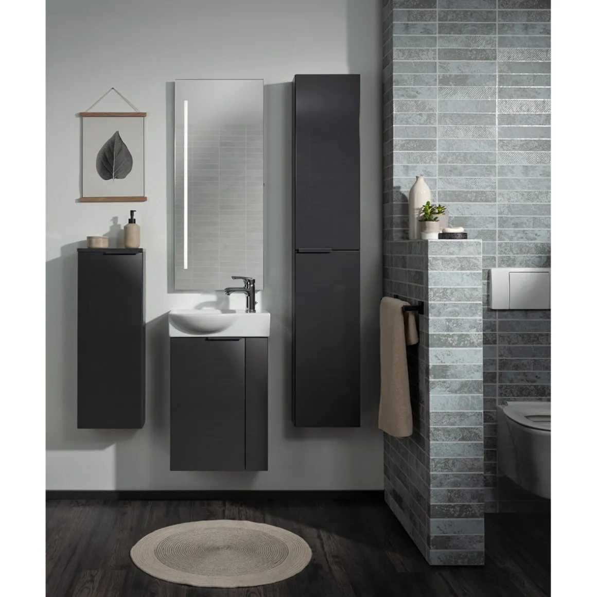 Fackelmann Gäste-WC Waschtischunterschrank links SBC 440 x 600 x 243 mm anthrazit