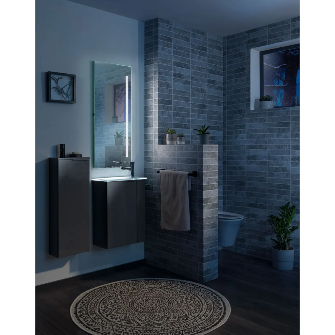 Fackelmann Gäste-WC Waschtischunterschrank links SBC 440 x 600 x 243 mm anthrazit
