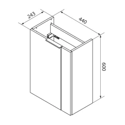 Fackelmann Gäste-WC Waschtischunterschrank links SBC 440 x 600 x 243 mm anthrazit