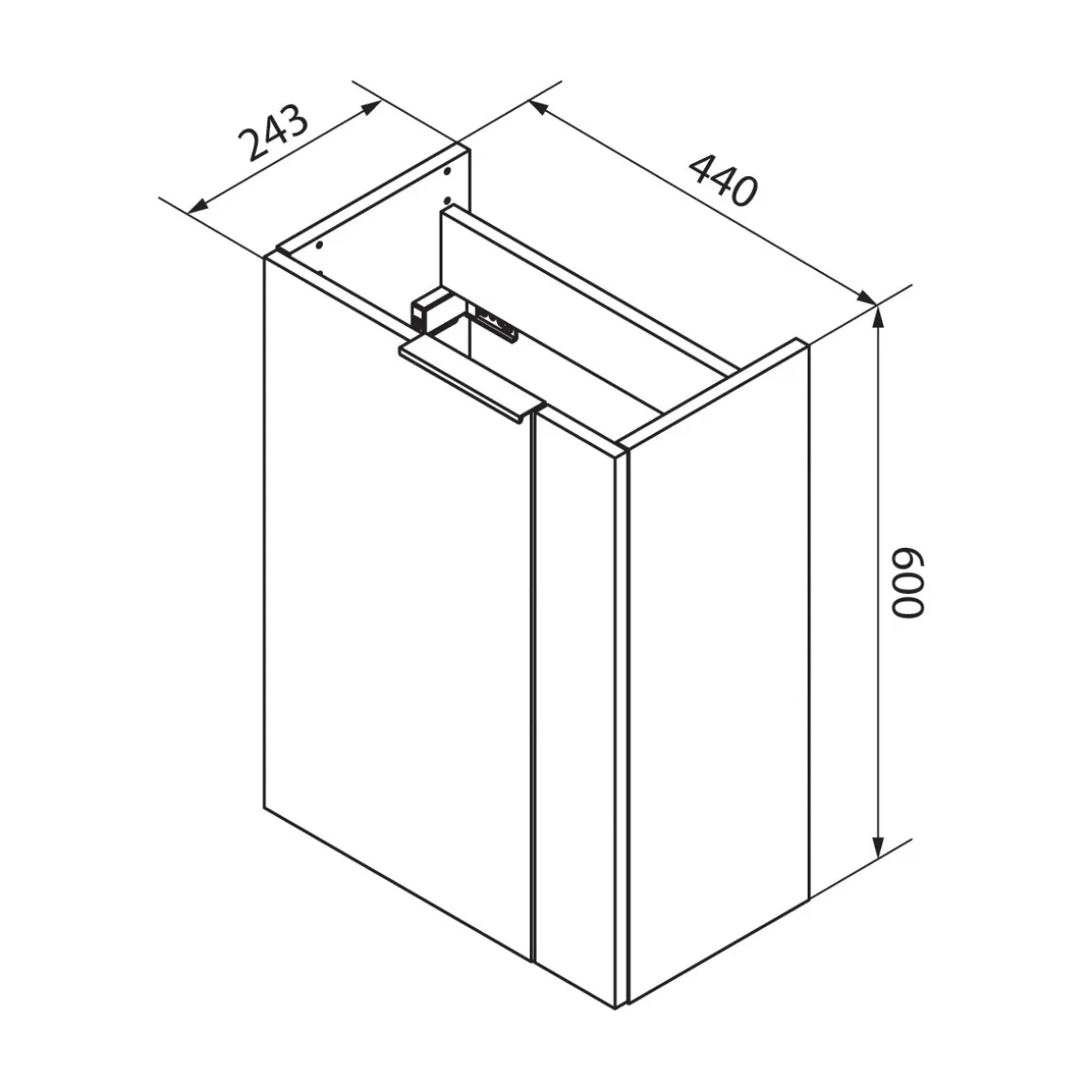 Fackelmann Gäste-WC Waschtischunterschrank links SBC 440 x 600 x 243 mm anthrazit