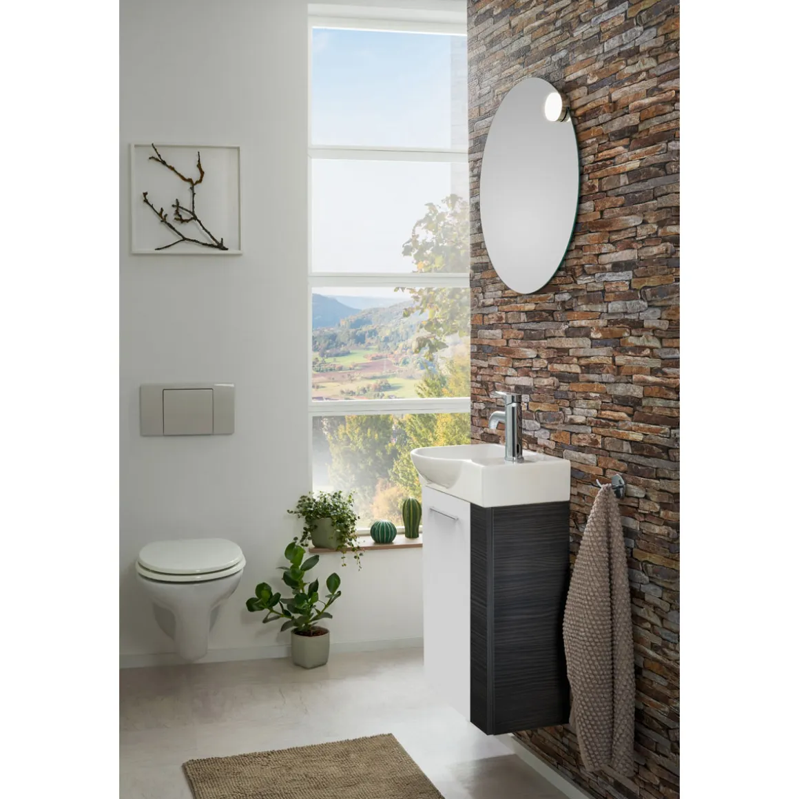 Fackelmann Gäste-WC Waschtischunterschrank links SBC 440 x 600 x 243 mm DarkOak/Weiß