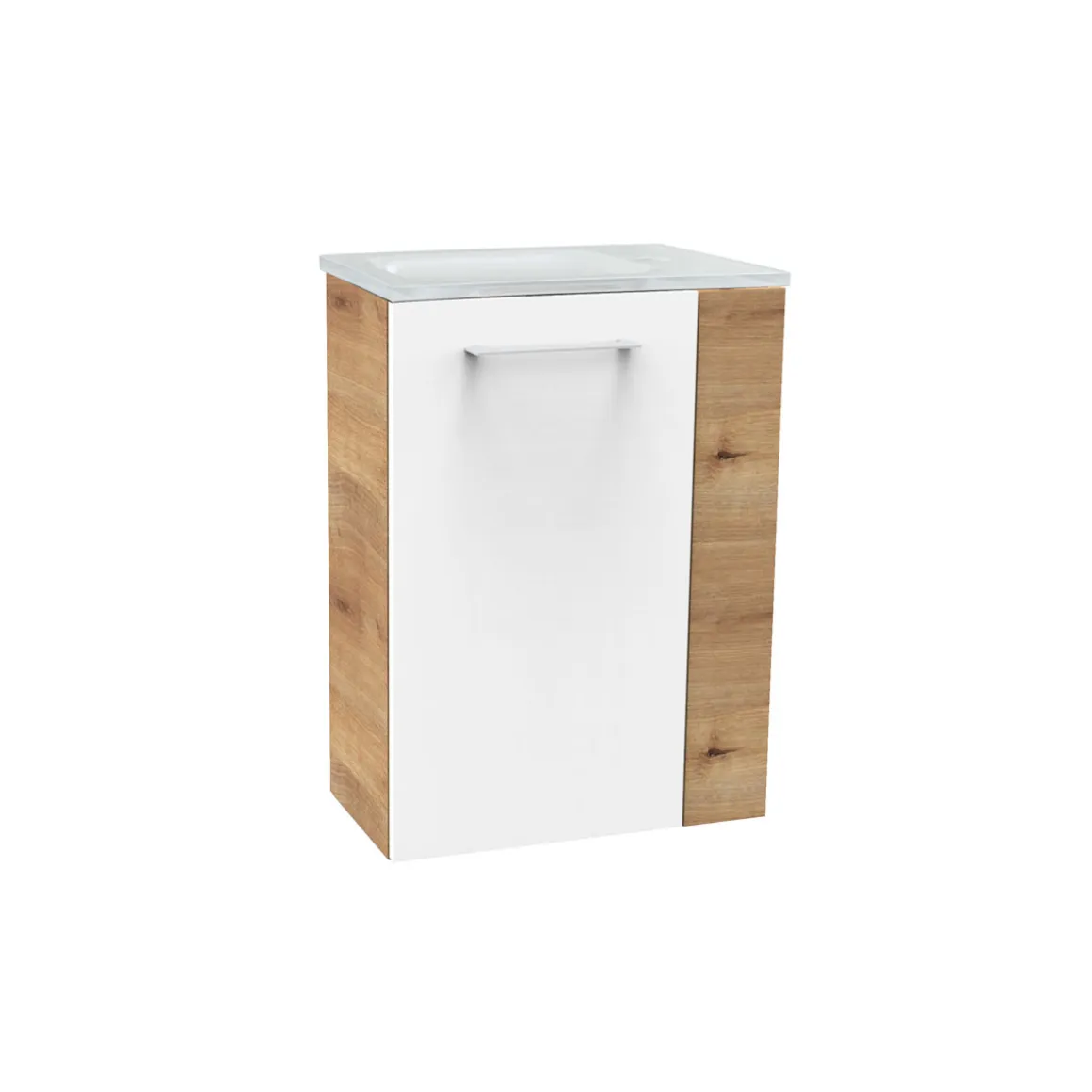 Fackelmann Gäste-WC Waschtischunterschrank links SBC 440 x 600 x 243 mm AstEiche/Weiß