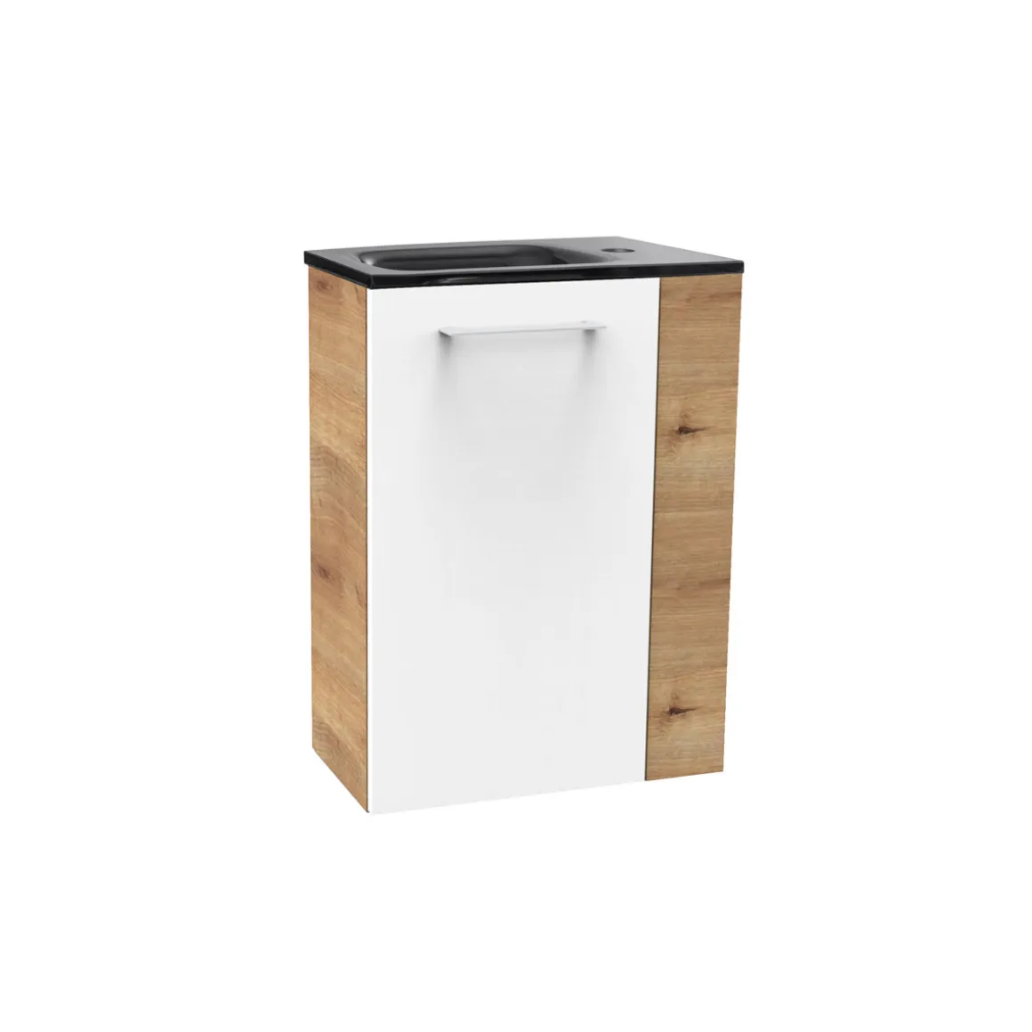 Fackelmann Gäste-WC Waschtischunterschrank links SBC 440 x 600 x 243 mm AstEiche/Weiß