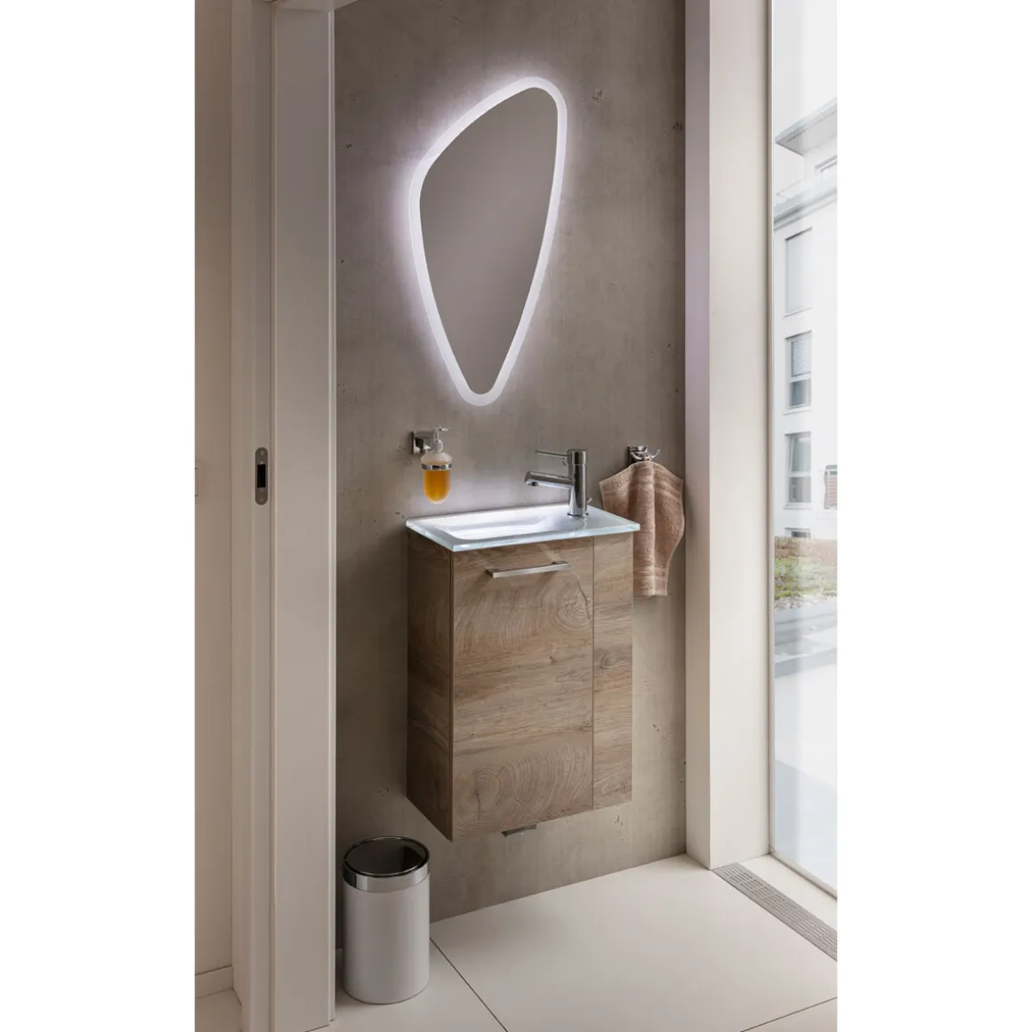 Fackelmann Gäste-WC Waschtischunterschrank links SBC 440 x 600 x 243 mm NatureOak