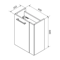 Fackelmann Gäste-WC Waschtischunterschrank links SBC 440 x 600 x 243 mm NatureOak