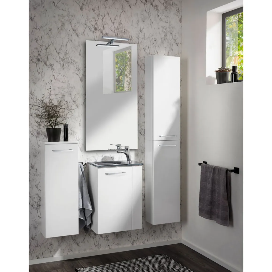 Fackelmann Gäste-WC Waschtischunterschrank links SBC 440 x 600 x 243 mm Weiß