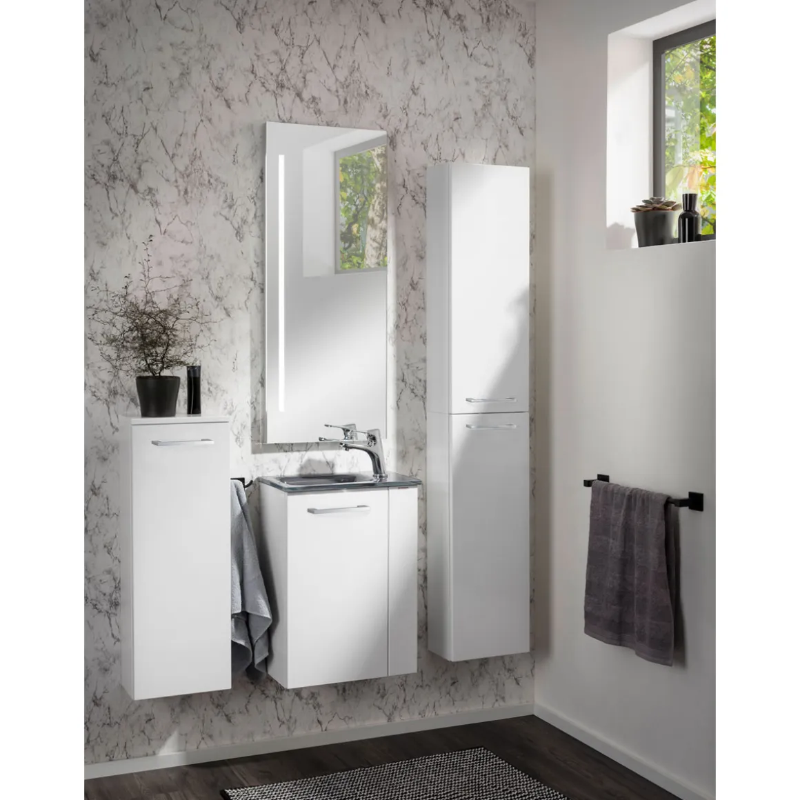 Fackelmann Gäste-WC Waschtischunterschrank links SBC 440 x 600 x 243 mm Weiß