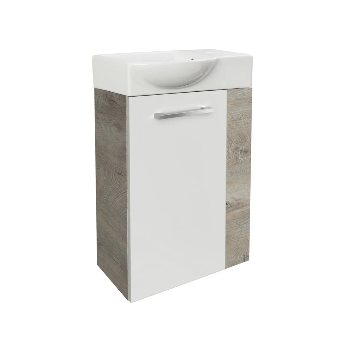 Fackelmann Gäste-WC Waschtischunterschrank links SBC 440 x 600 x 243 mm NatureOak/Weiß