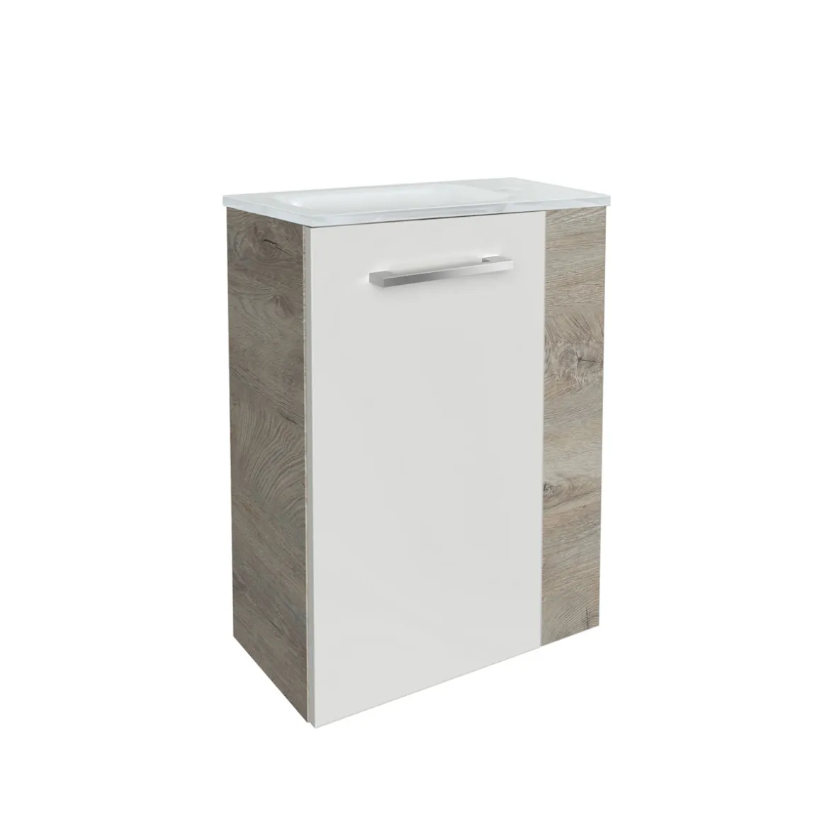 Fackelmann Gäste-WC Waschtischunterschrank links SBC 440 x 600 x 243 mm NatureOak/Weiß