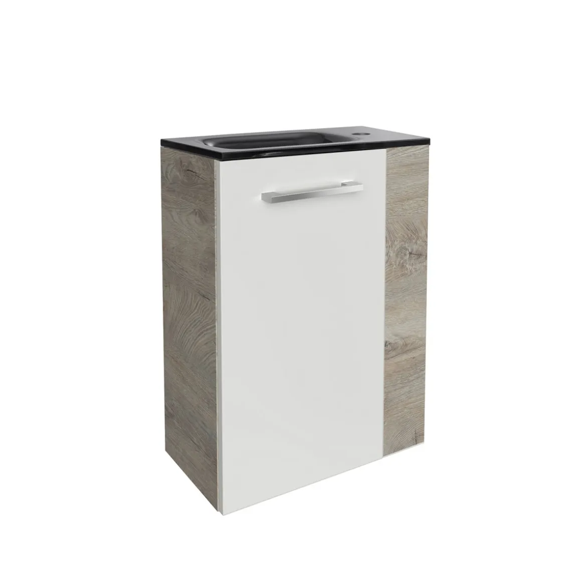 Fackelmann Gäste-WC Waschtischunterschrank links SBC 440 x 600 x 243 mm NatureOak/Weiß
