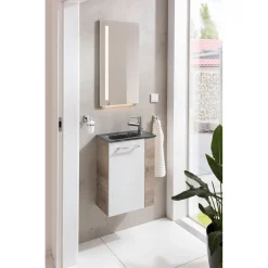 Fackelmann Gäste-WC Waschtischunterschrank links SBC 440 x 600 x 243 mm NatureOak/Weiß