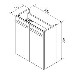 Fackelmann Gäste-WC Waschtischunterschrank SBC 520 x 600 x 243 mm Graueiche