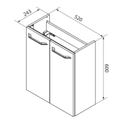 Fackelmann Gäste-WC Waschtischunterschrank SBC 520 x 600 x 243 mm Alaska-Esche