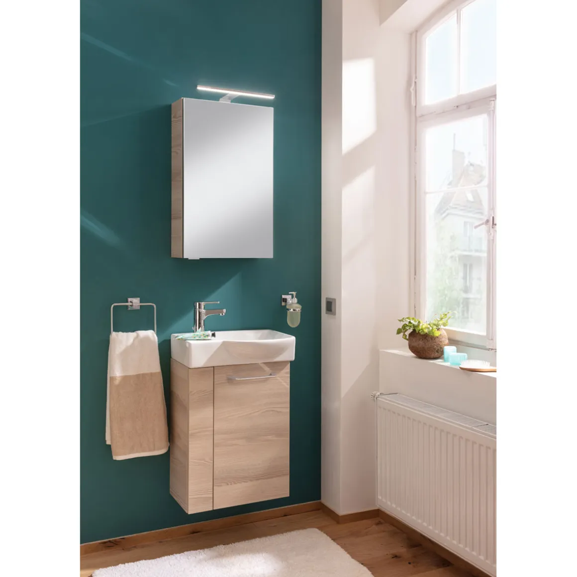 Fackelmann Gäste-WC Waschtischunterschrank rechts SBC 440 x 600 x 243 mm Alaska-Esche