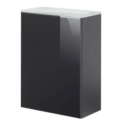 Fackelmann Gäste-WC Waschtischunterschrank links SBC 440 x 600 x 243 mm anthrazit/lackiertes Glas Anthrazit