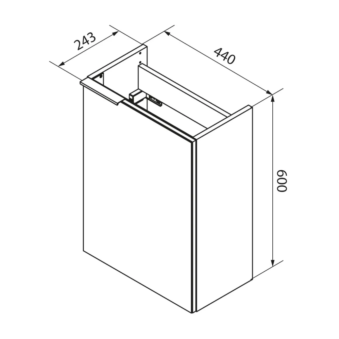 Fackelmann Gäste-WC Waschtischunterschrank rechts SBC 440 x 600 x 243 mm weiß/lackiertes Glas Weiß