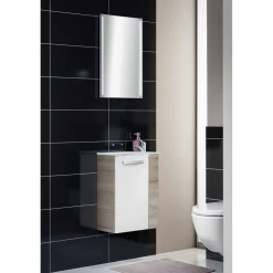 Fackelmann Gäste-WC Waschtischunterschrank links SBC 440 x 600 x 243 mm Graueiche/Weiß