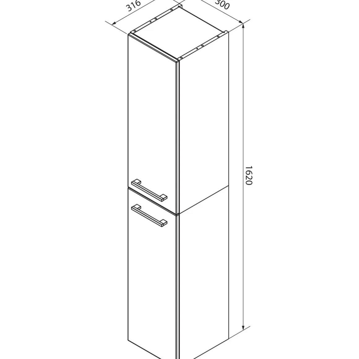 Fackelmann Hochschrank rechts B.Style 300 x 1620 x 316 mm Sandeiche/Weiß