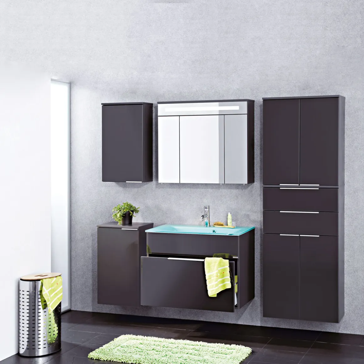 Fackelmann Hängeschrank Kara anthrazit 40 x 70 x 22 cm