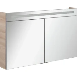 Fackelmann LED-Spiegelschrank B.clever 120 x 71 x 16 cm Alaska-Esche 2 Türen