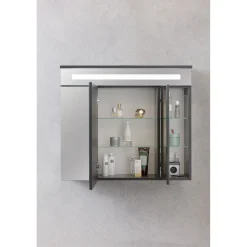 Fackelmann Spiegelschrank Kara anthrazit 80 x 70 x 22,5 cm