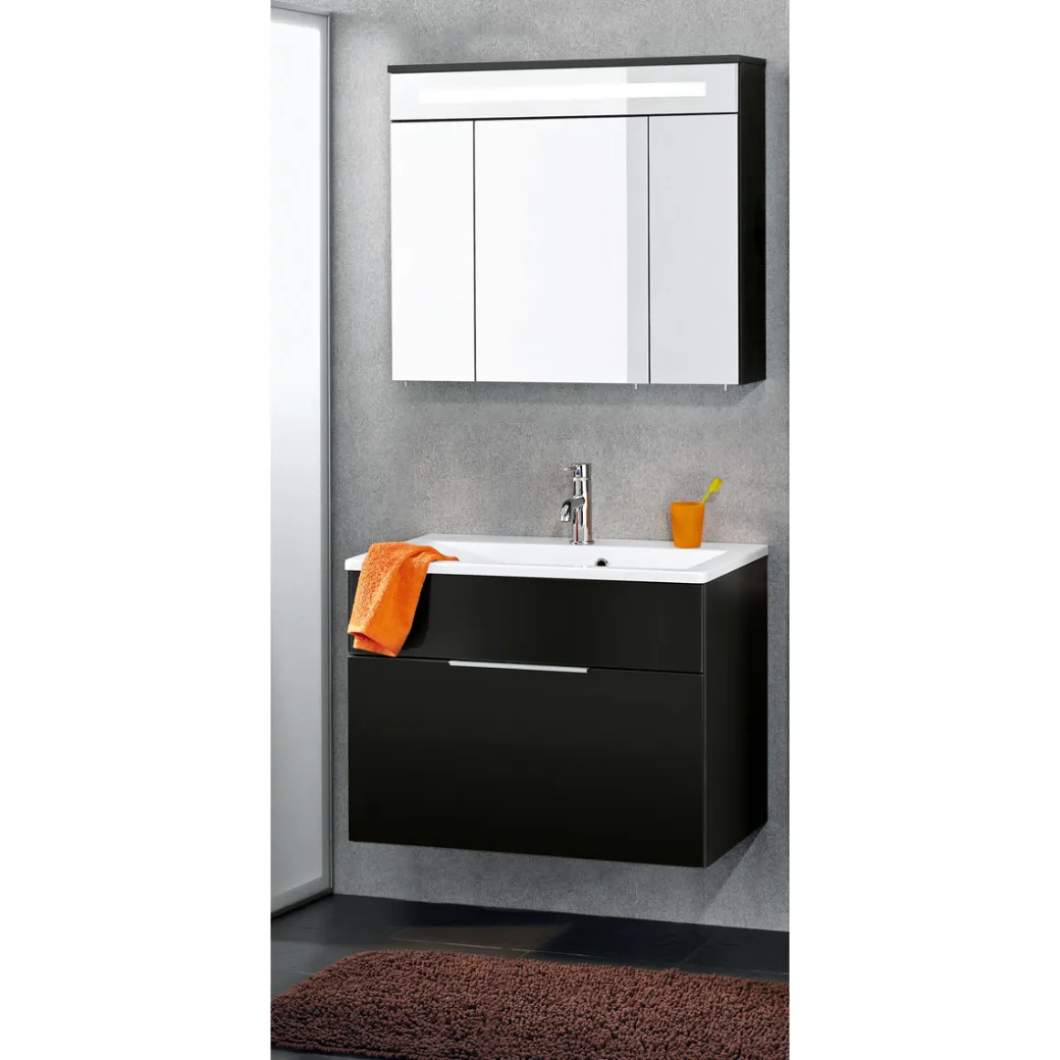 Fackelmann Waschtischunterschrank Kara anthrazit 80 x 59 x 49 cm