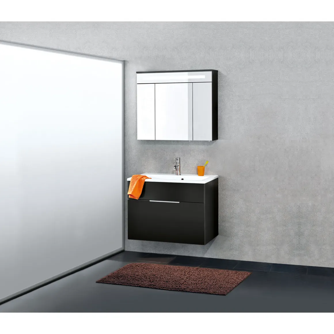 Fackelmann Waschtischunterschrank Kara anthrazit 80 x 59 x 49 cm