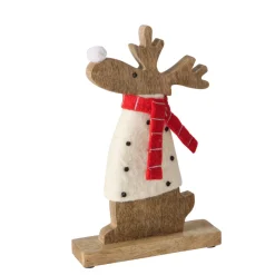 Figur Irschel sortiert Hirsch 15 x 4,5 x 25 cm cremeweiß rot Textil Holz